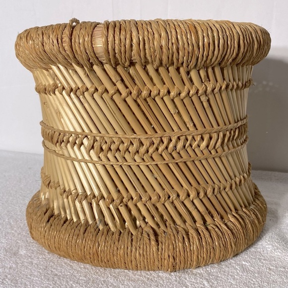 Vintage Bamboo & Jute Woven Planter Basket - Picture 10 of 15